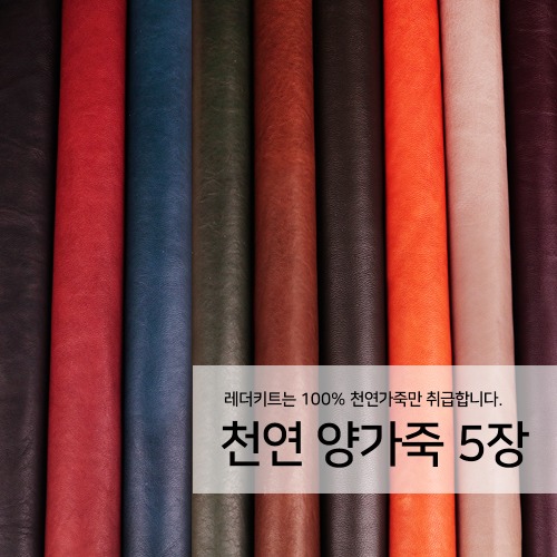 가죽공예원단] 공방 원단 리폼 천연 양가죽 5장 - Leather Kit